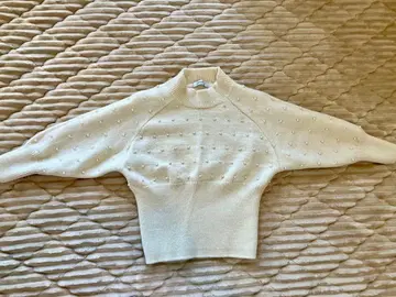 [ 레어 디자인 ] 화이트 펄 장식 니트 스웨터