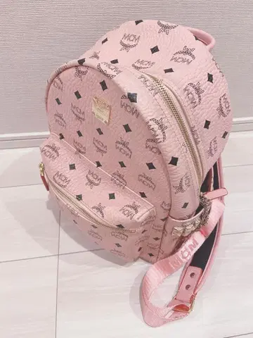 MCM 핑크 로고 백팩 [중형]