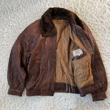 이탈리아제 VeraPelle 가죽 플라이트 자켓 G-1 보아 옷깃 유로