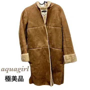 [컨디션 최상] aquagirl 무스탕 코트 브라운 후드 부착
