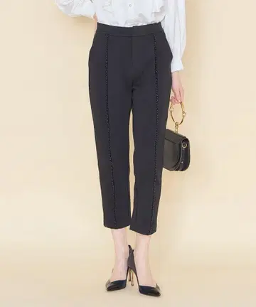 tocco closet 펄 장식 테이퍼드 저지 팬츠