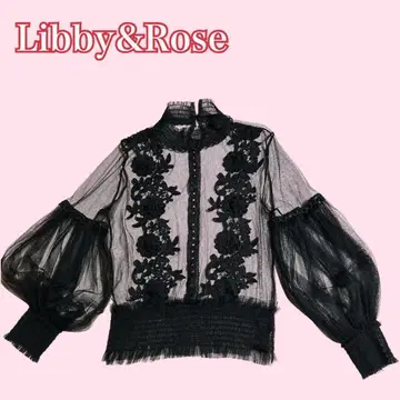 Libby&Rose 시어 블라우스 셔츠 꽃 모티브 볼륨 소매