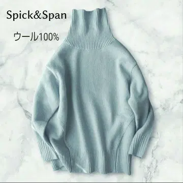 Spick & Span 울 100% 터틀 니트 라이트 블루