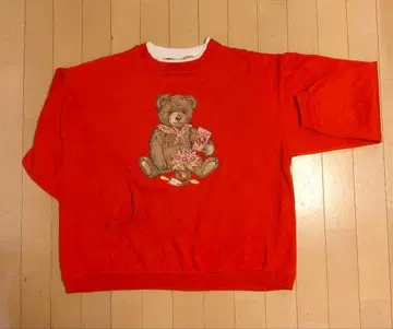 A 빈티지 맨투맨 곰 이중 옷깃 L 사이즈