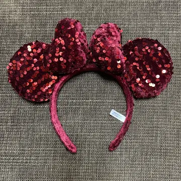 디즈니 머리띠 리본 크리스마스 벨로아 빨간색 보르도