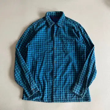 하리란 blue blue 오픈 카라 플란넬 셔츠 인디고 하운드투스