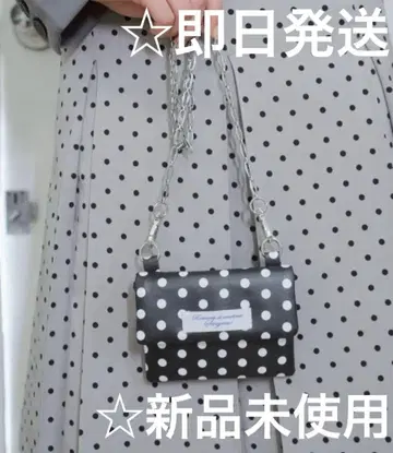 스미욘 체인 컴팩트 립 파우치 블랙 도트 무늬