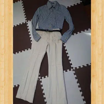 보쉬 울 플레어 팬츠 화이트 로우라이즈 기모 팬츠 부츠컷