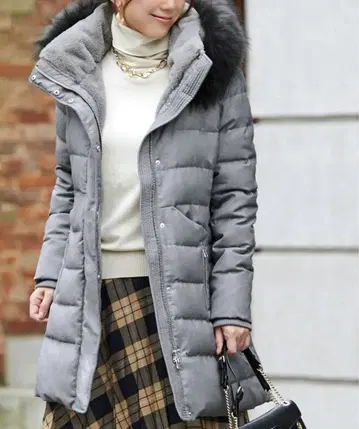 정가 35200 그레이 퍼(fur) 포함 롱 다운 코트