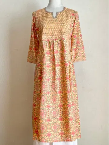 인도 코튼 블록 프린트 쿠르타 1125C