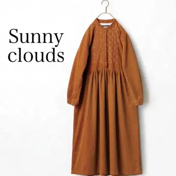 새상품급 써니클라우드 비대칭 자수 원피스 L 카멜 긴팔