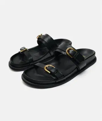 블랙 샌들 골드 버클 포함