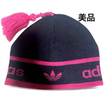 [ 새상품급 ] adidas 니트 모자 네이비/핑크 폼폼 포함
