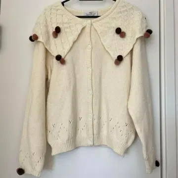 빈티지 폼폼 카라 부착 니트 가디건 size160