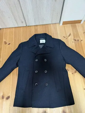 네이비 울 피코트 더블 버튼