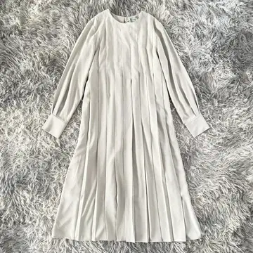 [ PLST ] 플라스테 긴팔 롱 플리츠 원피스 플레어 안감 부착 그레이