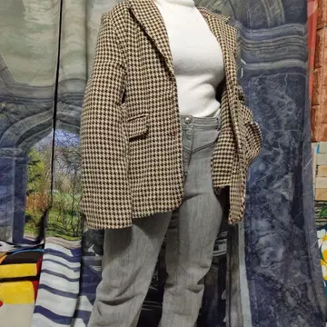 DAZY 하운드 투스 패턴 테일러드 자켓