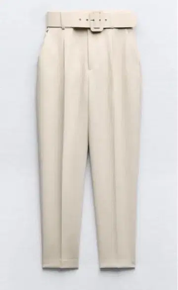 ZARA 벨트 포함 하이웨스트 팬츠 화이트 베이지 패브릭 벨트