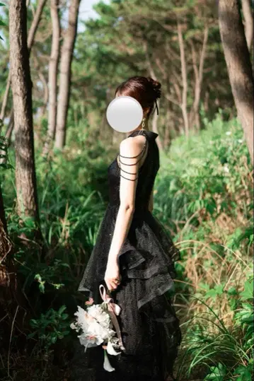 파티 드레스 블랙 프릴 포함