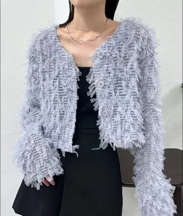 mystic 튤 리본 가디건 블루