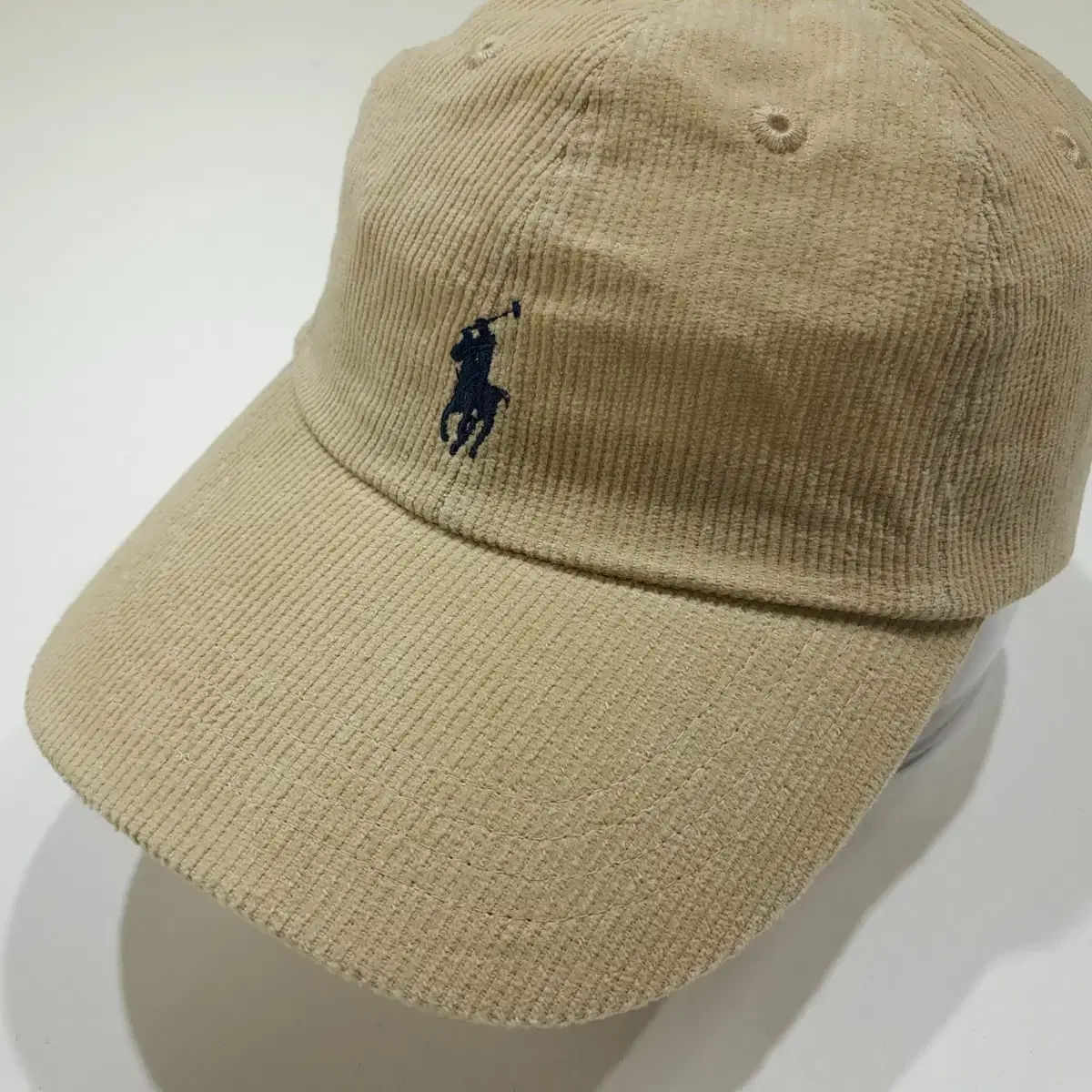CN999_Polo Ralph Lauren Beige Corduroy Black Embroidery Ball Cap Hat