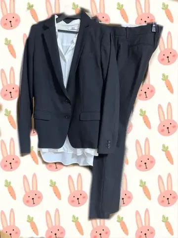 새상품급 유니클로 블랙 수트 상하의 세트 화이트 셔츠 포함 3점