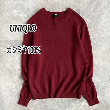 여성용 유니클로 캐시미어 100% 크루넥 스웨터 긴팔 니트