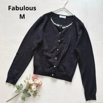 패뷸러스 비쥬 장식 가디건 니트 고급 성숙/러블리 M