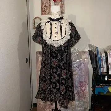 axes femme 꽃무늬 레이스 반팔 원피스 블랙 페어리 그런지