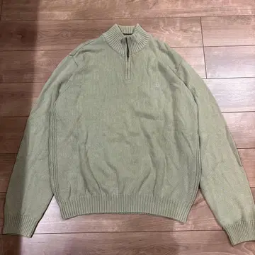 라이트 그린 하프 지퍼 니트 구제 의류 used