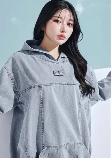 Darich DD 로고 데님 후디 블루 새상품급