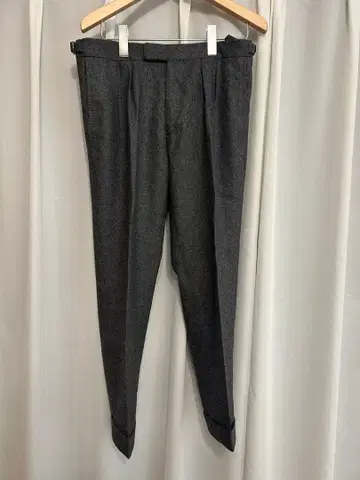 베르나르 장스 울 플란넬 슬랙스 사이드 조절 밑단 더블