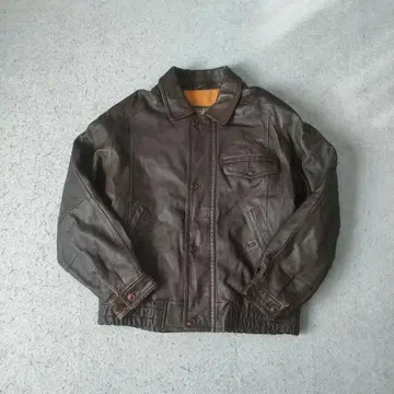 천연 가죽 가죽 자켓 양가죽 봄버 브라운 L