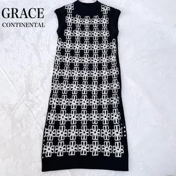 그레이스 콘티넨탈 플라워 메쉬 니트 원피스