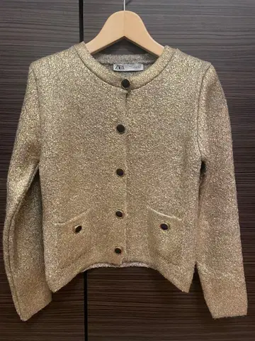 ZARA 골드 노카라 자켓풍 니트 숏 가디건
