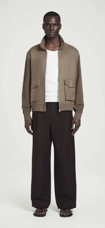 COS 와이드 레그 코튼 트윌 트라우저 브라운 54