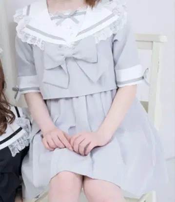 DearMyLove 레이스 프릴 리본 학원 원피스 M 세일러 양산형