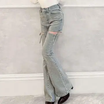 RESEXXY 컷 아웃 리본 데님 팬츠