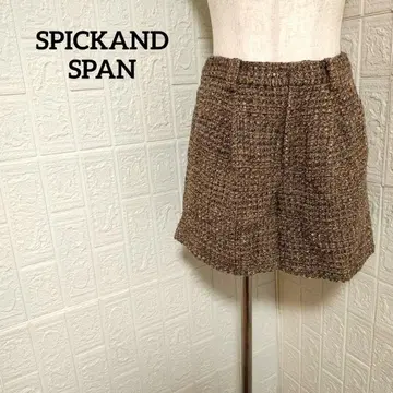 스픽 앤 스팬 숏 기장 팬츠 트위드 하의 울 혼방 36