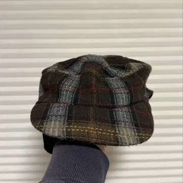 울 체크 무늬 캡 파이롯트 귀마개 구제 의류