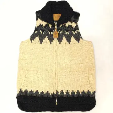 캐나다제 카우친 디어 스웨터 베스트 노르딕 무늬 집업