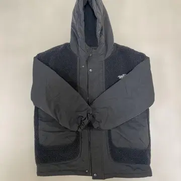 그레이 플리스 자켓 후드 부착