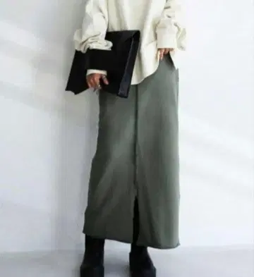 안티카 스커트 쭈리 센터 슬릿 스커트 카키