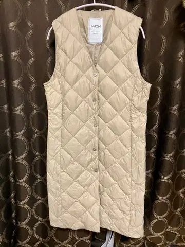 taion 시티 싱글 롱 다운 베스트 베이지 XL