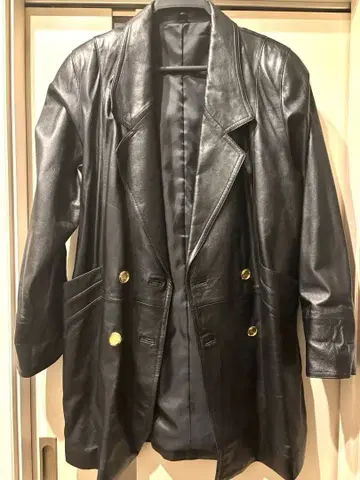 블랙 가죽 더블 브레스트 자켓 램 가죽 양가죽 이탈리아 양가죽 아우터