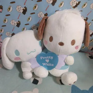 시나모롤 & 포차코 프리티 x 화이트 페어 봉제 인형