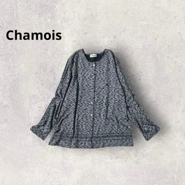 샤모어 올 패턴 컷 가디건 밑단 스캘럽 버튼 프론트 미세스