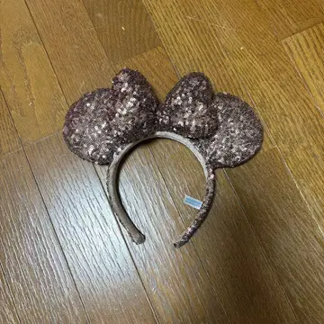 브라운 스팽글 미키 모양 머리띠