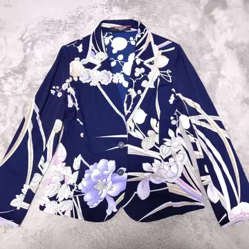 LEONARD 네이비 꽃무늬 테일러드 자켓 칸칸