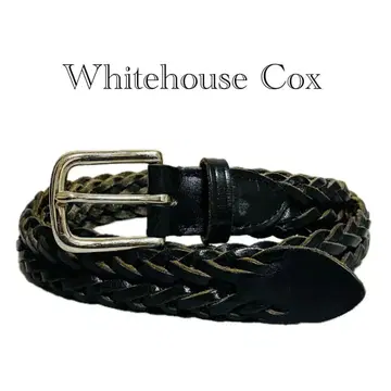 [ 새상품급 ] 화이트하우스콕스 가죽 벨트 메쉬 뜨개질 블랙